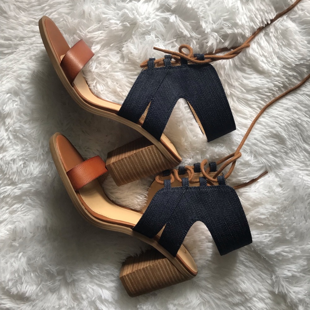 Denim heeled sandal